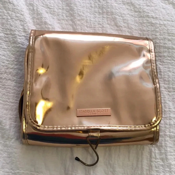 Isabella Scott hanging toiletry bag.  Glossy gold/bronze - Picture 1 of 7